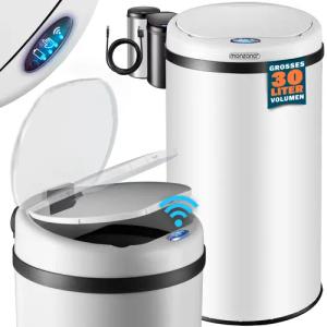Sensor Mülleimer Weiß Edelstahl 30L