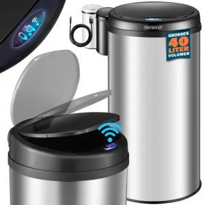 Sensor Mülleimer Silber Edelstahl 40L