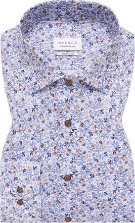MODERN FIT Hemd in blau bedruckt