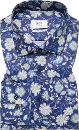MODERN FIT Hemd in navy bedruckt