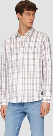 s.Oliver Langarmhemd Regular Fit: Kariertes Hemd mit Label-Patch Artwork