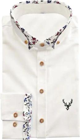 Moschen-Bayern Trachtenhemd Trachtenhemd SLIM FIT Herren Wiesn-Hemd Herrenhemd Langarm Weiß