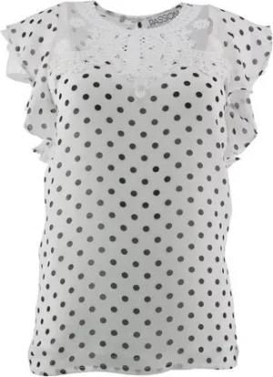 Passioni T-Shirt Sommer T-Shirt mit Flügelärmeln und Punkte Print