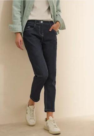 Cecil Damen Rinsed Wash Jeans in Blau, Gr: 33