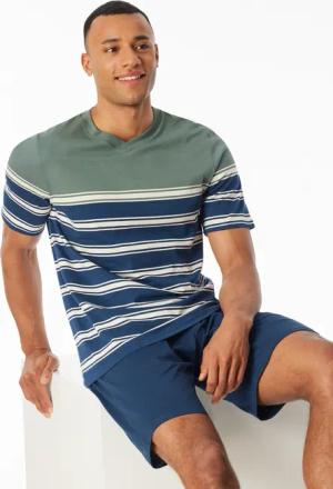 Schlafanzug kurz Ringel khaki - Casual Nightwear 50