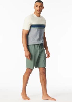 Schlafanzug kurz Ringel khaki - Casual Nightwear 56