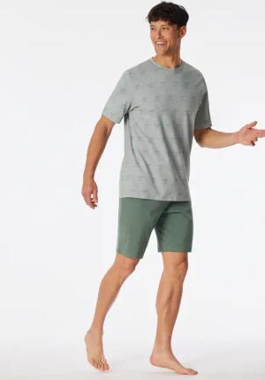 Schlafanzug kurz Palmen khaki - 95/5 52