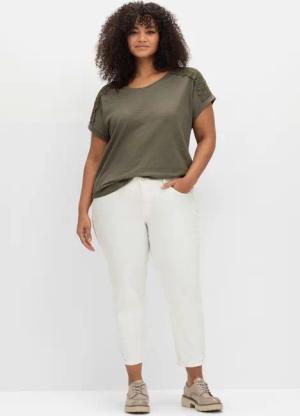 Sheego Schmale 7/8-Jeans mit Glitzersteinen am Saum, white Denim, Gr.50