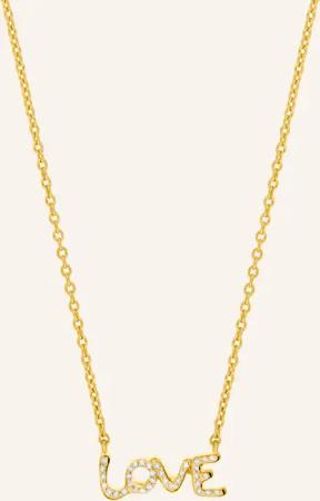 Leaf Halskette TINY LOVE aus 14 Karat Gelbgold mit Diamanten