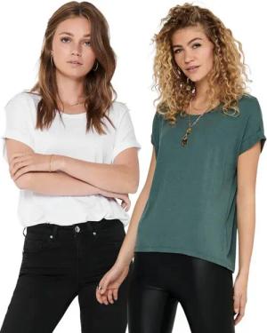 ONLY T-Shirt Stilvolles Basic Shirt mit Rundhalsausschnitt (2er-Pack) unifarbene Oberteile aus Baumwolle - Größen XS-XXL