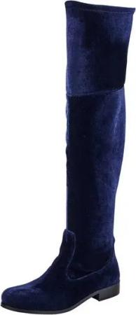 heine HEINE Damen Samt-Overkneestiefel, nachtblau Stiefel