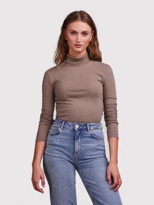 Pieces Rollkragenpullover Kitte 17127241 Braun Slim Fit