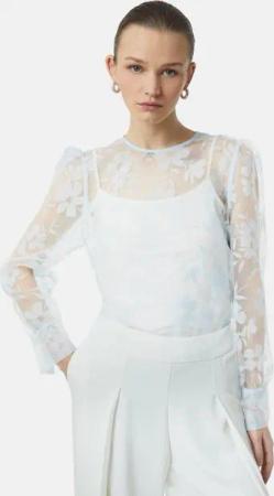 Comma Langarmbluse Transparente Organza-Bluse mit floralem Muster