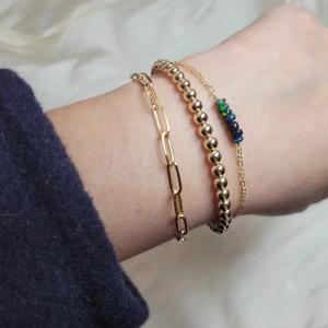 GOLDEN Armband Opalarmband, Goldarmband, minimalistisches Silberarmband, Geburtsstein