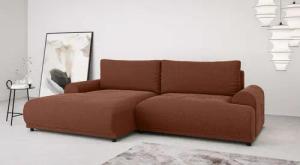 INOSIGN Ecksofa "Marsby, mit Bettfunktion und Bettkasten, Maße: B/H/T 242/65/145 cm", L-Form mit Wellenunterfederung, Recamiere links oder rechts bestellbar