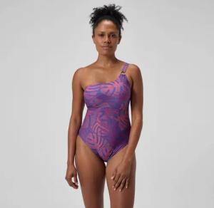 Asymmetrischer formender Badeanzug Pink/Orange für Damen
