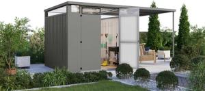 Karibu Gartenhaus Nessa 2 grau B/H/L: ca. 230x215x448 cm