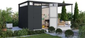 Karibu Gartenhaus Nessa 2 anthrazit B/H/L: ca. 230x215x448 cm