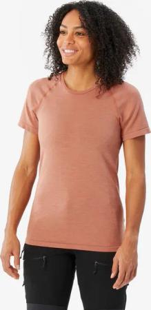 Merinoshirt Damen kurzarm nahtlos Trekking - MT900 peach