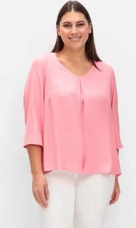 Sheego Tunika mit 3/4-Arm und Plisseefalten hinten, flamingo, Gr.52