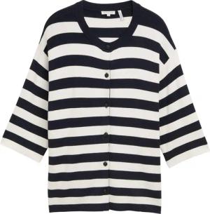 TOM TAILOR Damen Plus Size - Cardigan mit Streifenmuster, blau, Gestreift, Gr. 46