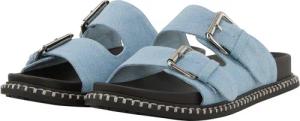 TOM TAILOR Damen Flache Sandalen in Jeans-Optik, blau, Uni, Gr. 38