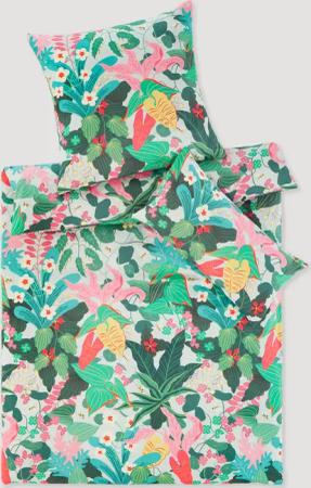 hessnatur NAITO × HESSNATUR Satin Bettwäsche-Set aus Bio-Baumwolle - grün - Größe 155x220 / 40x80 cm
