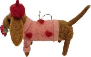 degawo Dekohänger Niedlicher Filzhänger HUND mit Rose + rosa Pulli. Charmante Deko (1 Filzanhänger)