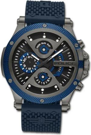 Police Multifunktionsuhr Police Herrenuhr Silikon blau Police, (Multifunktionsuhr), Herrenuhr Silikonarmband blau, rundes Gehäuse, extra groß (ca. 47mm)