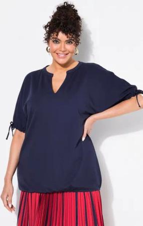 Ulla Popken Sweater Sweatshirt Oversized Tunika-Ausschnitt Halbarm