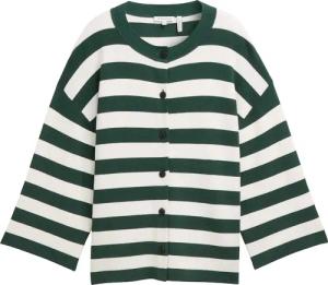 TOM TAILOR Damen Cardigan mit Streifenmuster, grün, Gestreift, Gr. M