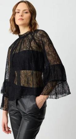 Jimmy Key Relaxhose Strickbluse Mit Spitzendetails Und Zero-Kragen Und Lockerer Passform