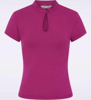Mandarin-Kragen Shirt in Amarant.