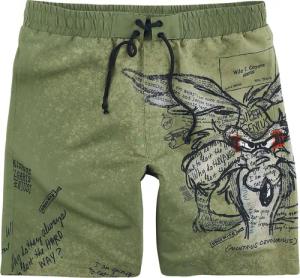 Looney Tunes Badeshort - Coyote - S bis XXL - für Männer - Größe S - oliv - EMP exklusives Merchandise!