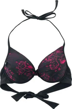 Black Premium by EMP Bikini-Oberteil - Schwarzes Bikinioberteil mit Skull & Roses Motiv - S bis XXL - für Damen - Größe XXL - schwarz