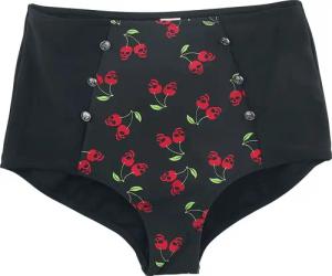 Rock Rebel by EMP - Rock Bikini-Unterteil - Schwarze Bikinihose mit Rockabilly-Print und Knöpfen - S bis XXL - für Damen - Größe S - schwarz