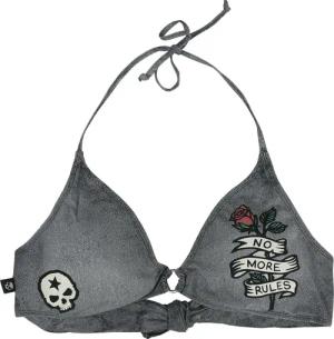 Rock Rebel by EMP - Rock Bikini-Oberteil - Bikini Top With Old Skool Prints - S bis XXL - für Damen - Größe XXL - dunkelgrau/schwarz