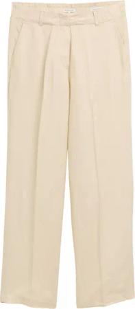 TOM TAILOR Damen TTLEA Wide Leg Hose mit Leinenanteil, braun, Uni, Gr. 44/32