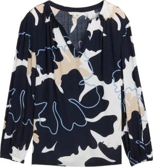 TOM TAILOR Damen Plus Size - Bluse mit Muster, blau, Geblümt, Gr. 48