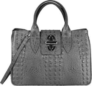 ITALYSHOP24 Schultertasche Made in Italy Damen Leder Shopper Handtasche Umhängetasche Henkel, zwei Muster nach Wahl für deinen Business, Reise und Freizeit Outfit