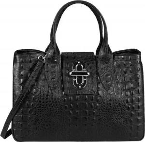 ITALYSHOP24 Schultertasche Made in Italy Damen Leder Shopper Handtasche Umhängetasche Henkel, zwei Muster nach Wahl für deinen Business, Reise und Freizeit Outfit