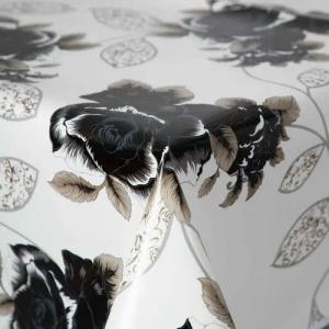 DecoHomeTextil Heimtextilmanufaktur Tischdecke Wachstuch Wachstischdecke, Black White Serie mit Paspelband Abwaschbar