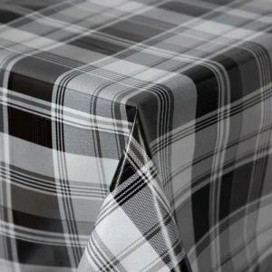 DecoHomeTextil Heimtextilmanufaktur Tischdecke Wachstuch Wachstischdecke, Black White Serie mit Paspelband Abwaschbar