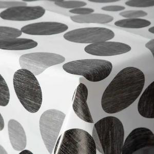 DecoHomeTextil Heimtextilmanufaktur Tischdecke Wachstuch Wachstischdecke, Black White Serie mit Paspelband Abwaschbar