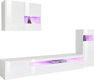 INOSIGN Wohnwand, (Set, 4 St., Set besteht aus 1 Hängevitrine, 1 Vitrine, 1 Lowboard und 1 Wandregal), weiß Korpus/ Front in Hochglanz, ohne Beleuchtung