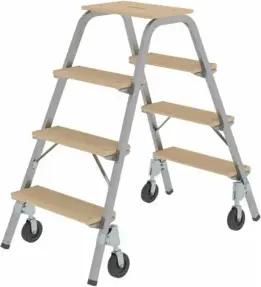 MUNK Stahl-Holz-Tritt Brems-Bockrollen 4 Stufen