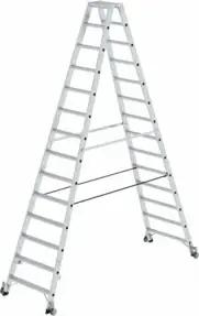 MUNK Aluminium-Stehleiter beidseitig begehbar Rollen 2 x 14 Stufen