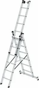 MUNK Aluminium-Mehrzweckleiter 3-teilig nivello®-Traverse 3 x 6 Sprossen