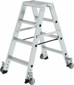 MUNK Aluminium-Stehleiter beidseitig begehbar Rollen 2 x 4 Stufen