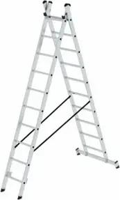 MUNK Aluminium-Mehrzweckleiter 2-teilig nivello®-Traverse 2 x 10 Sprossen
